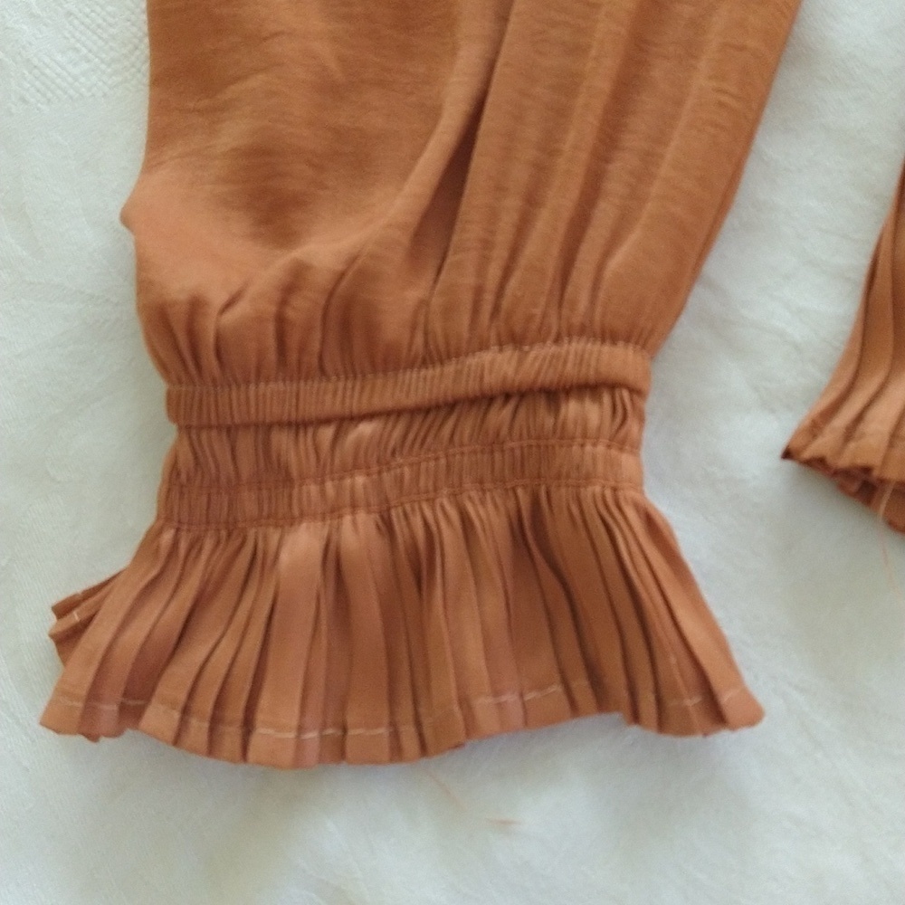 Philosophy boho rust peplum shirred blouse size small long sleeves flowy fall - Picture 4 of 7